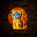 Sunset With Kitten Artwork Neon Sign