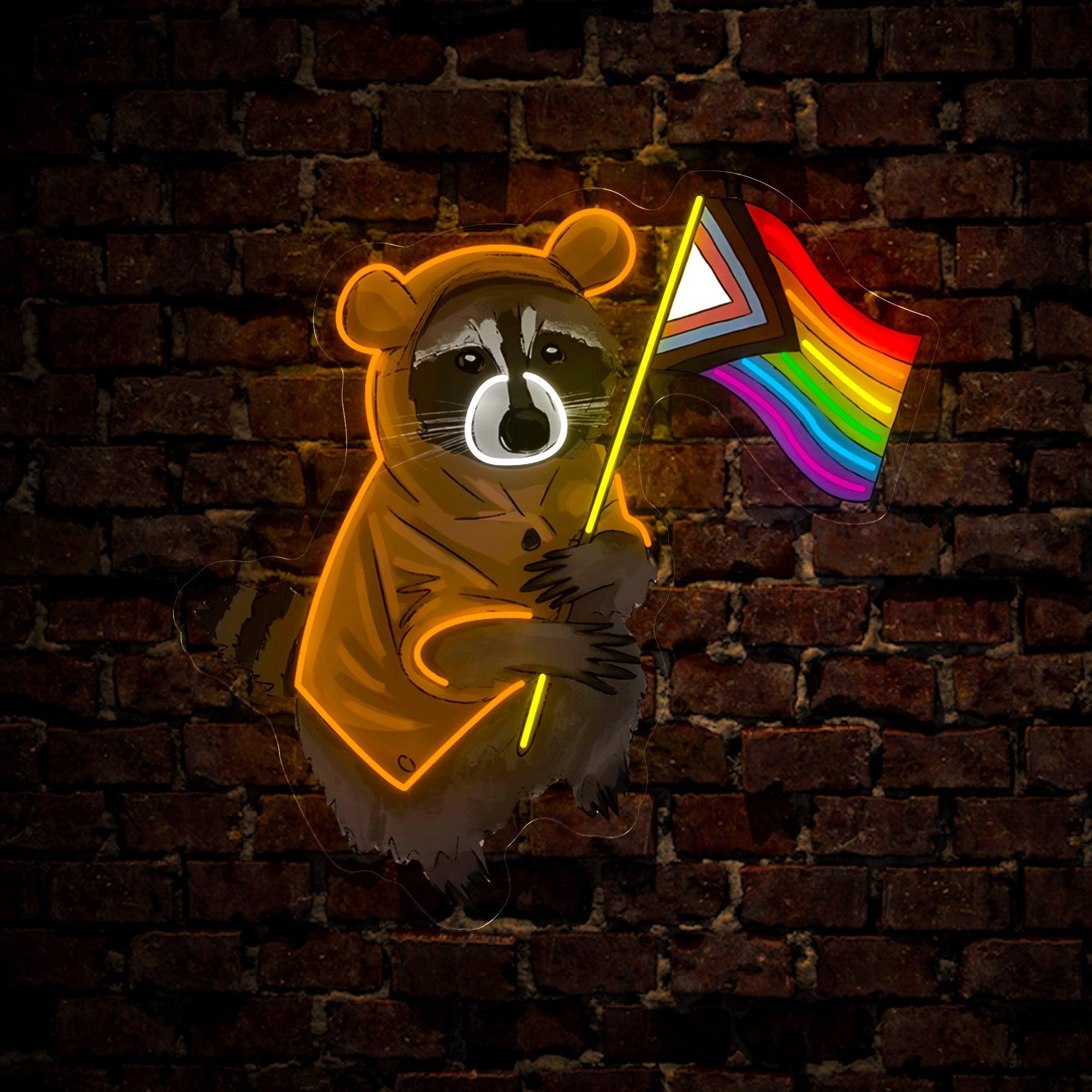 Pride Raccoon Artwork Neon Sign