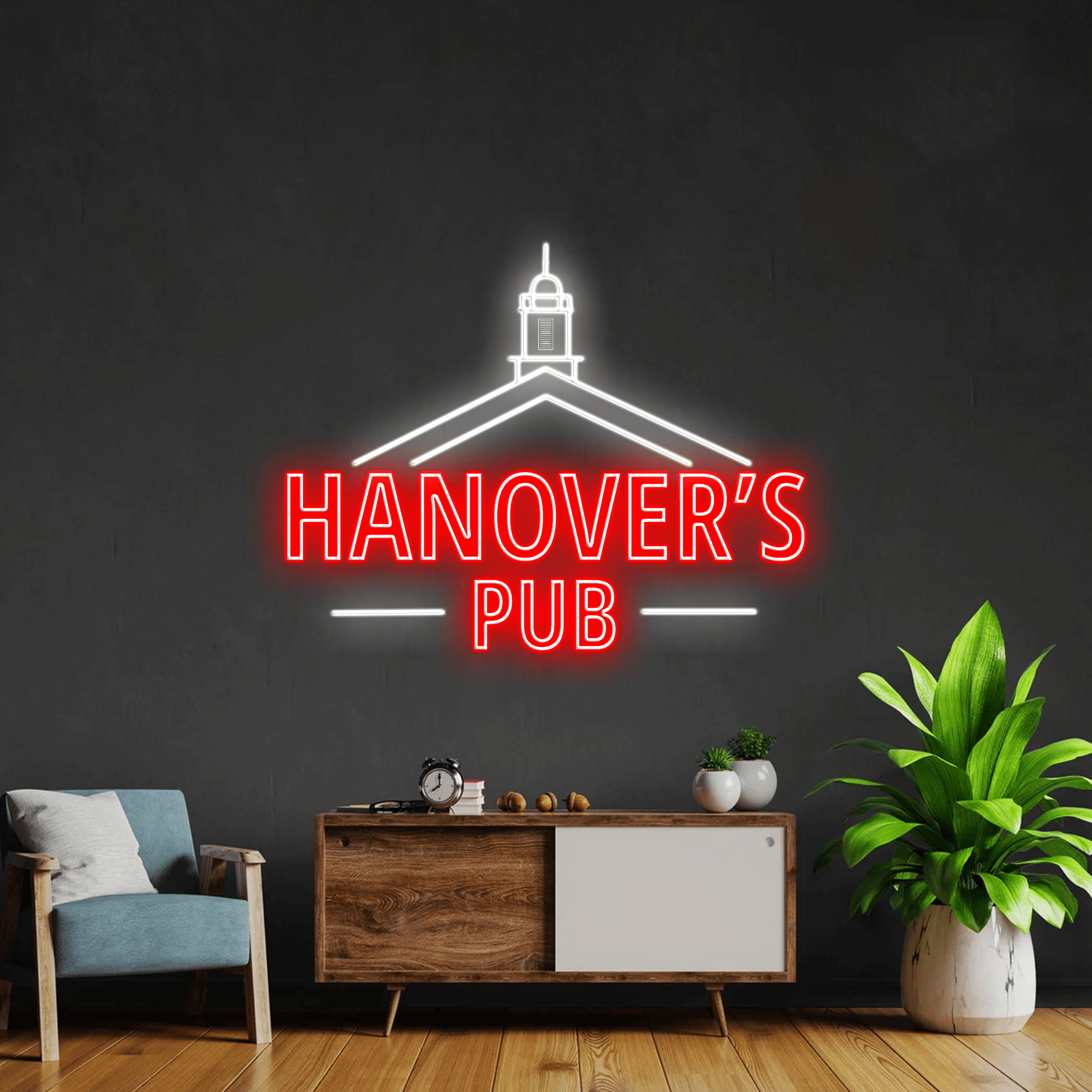 Hanover's Pub neon signs