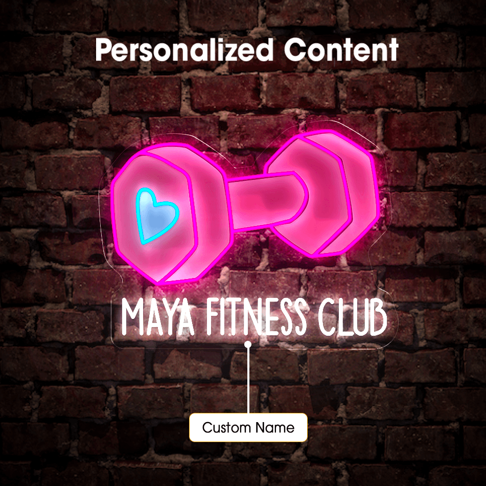 Personalized Pink Dumbbell Artwork Neon Sign