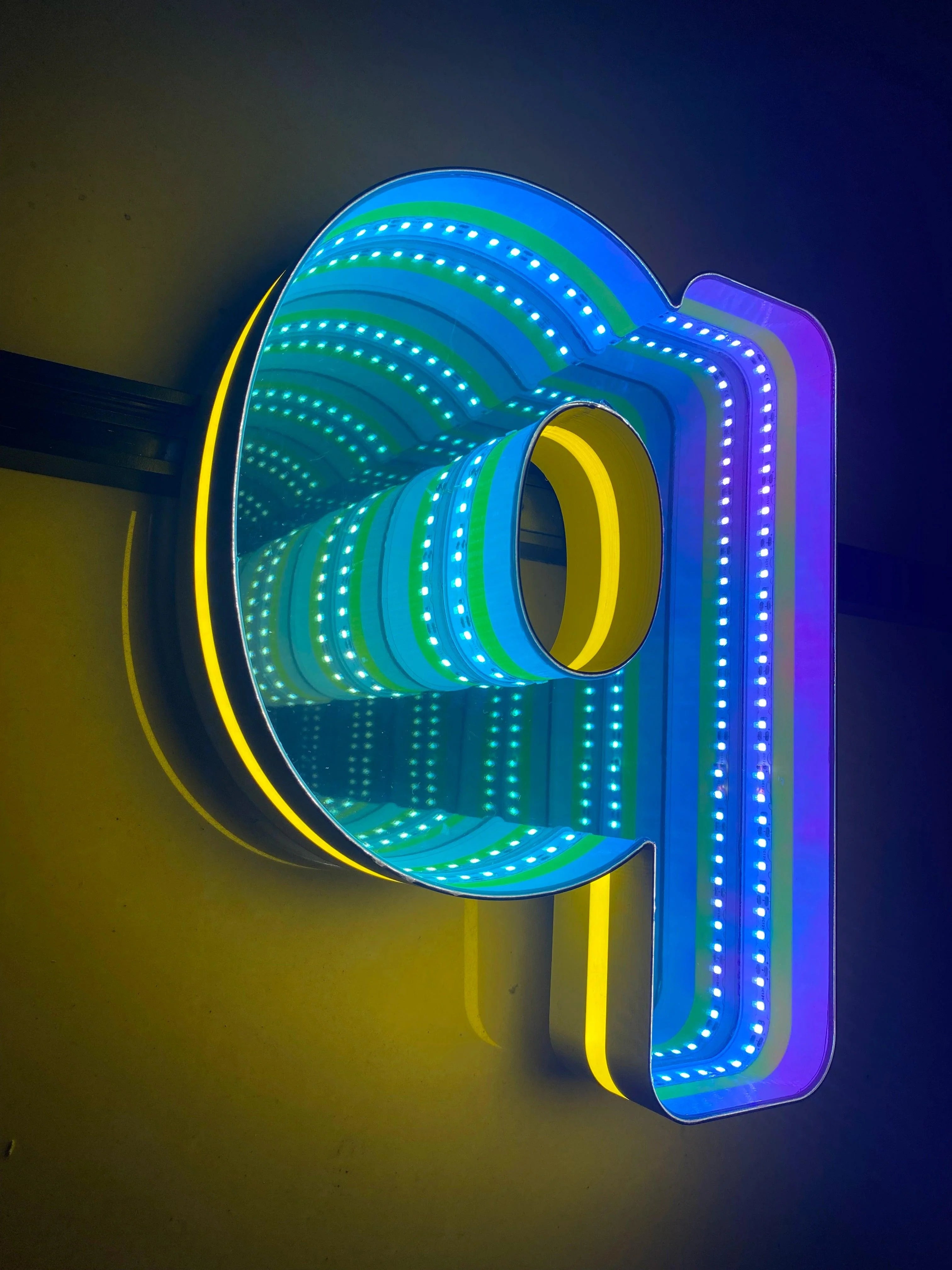Stocked Infinity Mirror 3D Letter, Lowercase Letters Led Neon Sign, Perfect for Restaurant, Market, Bar, Hotel Decor