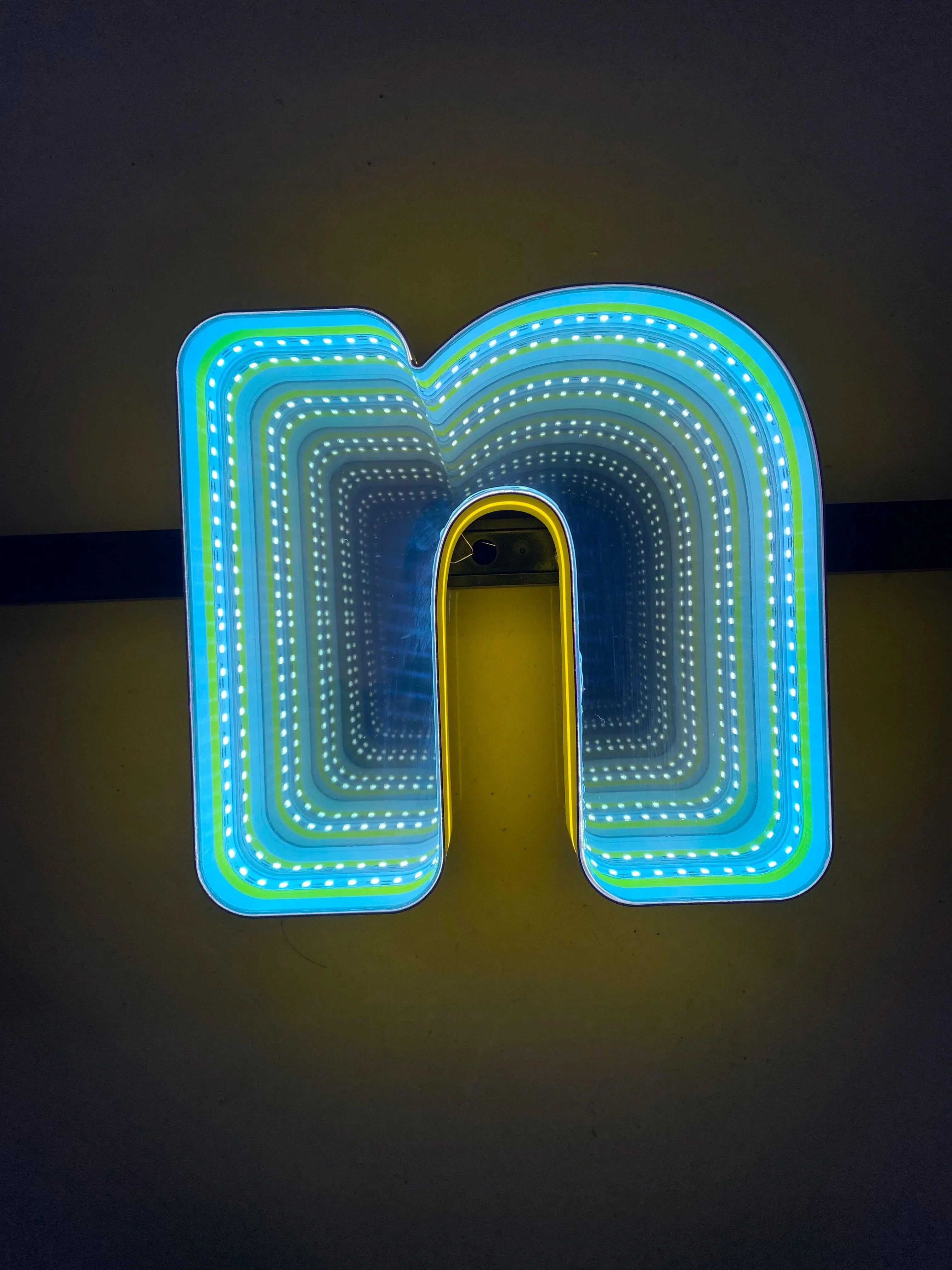 Stocked Infinity Mirror 3D Letter, Lowercase Letters Led Neon Sign, Perfect for Restaurant, Market, Bar, Hotel Decor