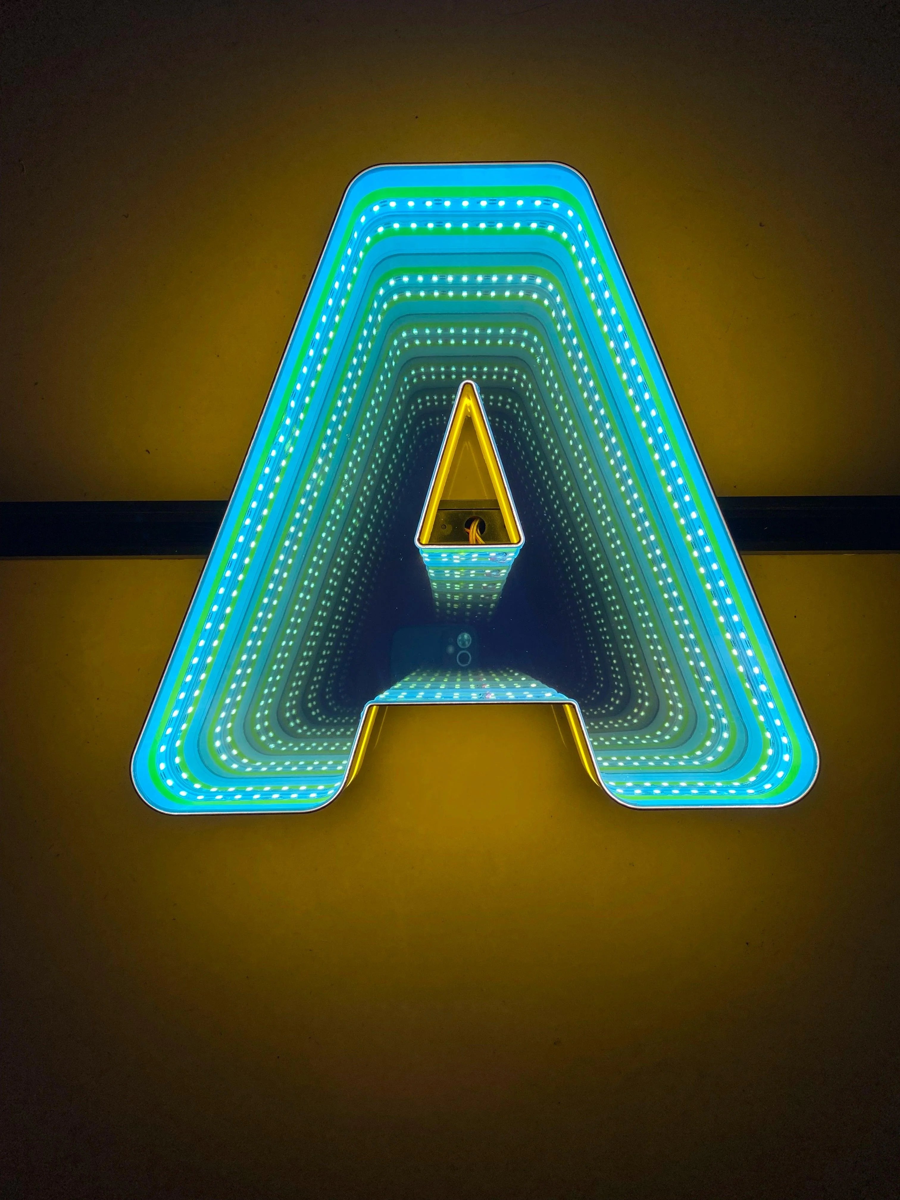 Stocked Infinity Mirror 3D Letters, Uppercase  letters, Perfect for Restaurant, Market, Bar, Hotel Decor