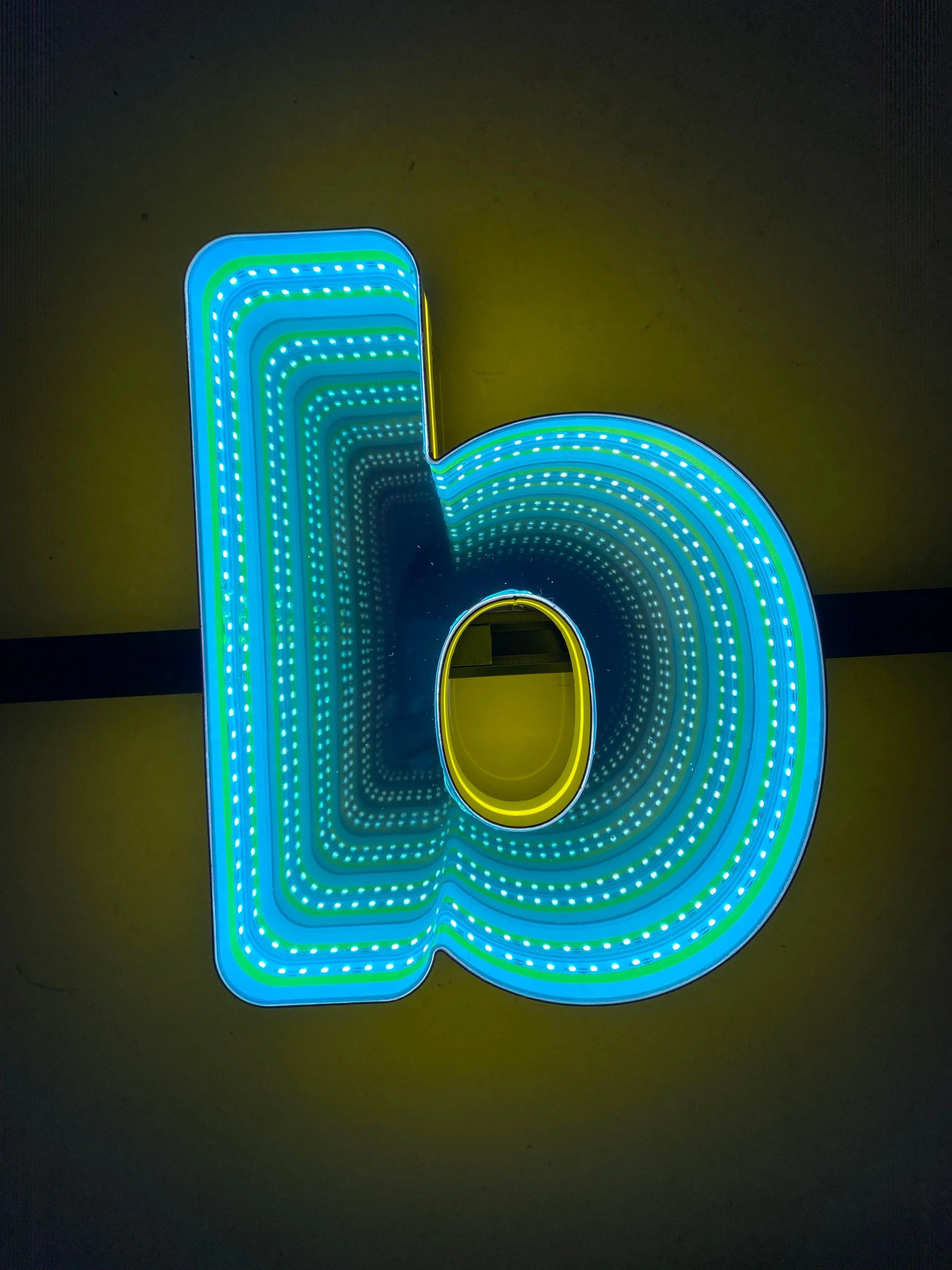 Stocked Infinity Mirror 3D Letter, Lowercase Letters Led Neon Sign, Perfect for Restaurant, Market, Bar, Hotel Decor