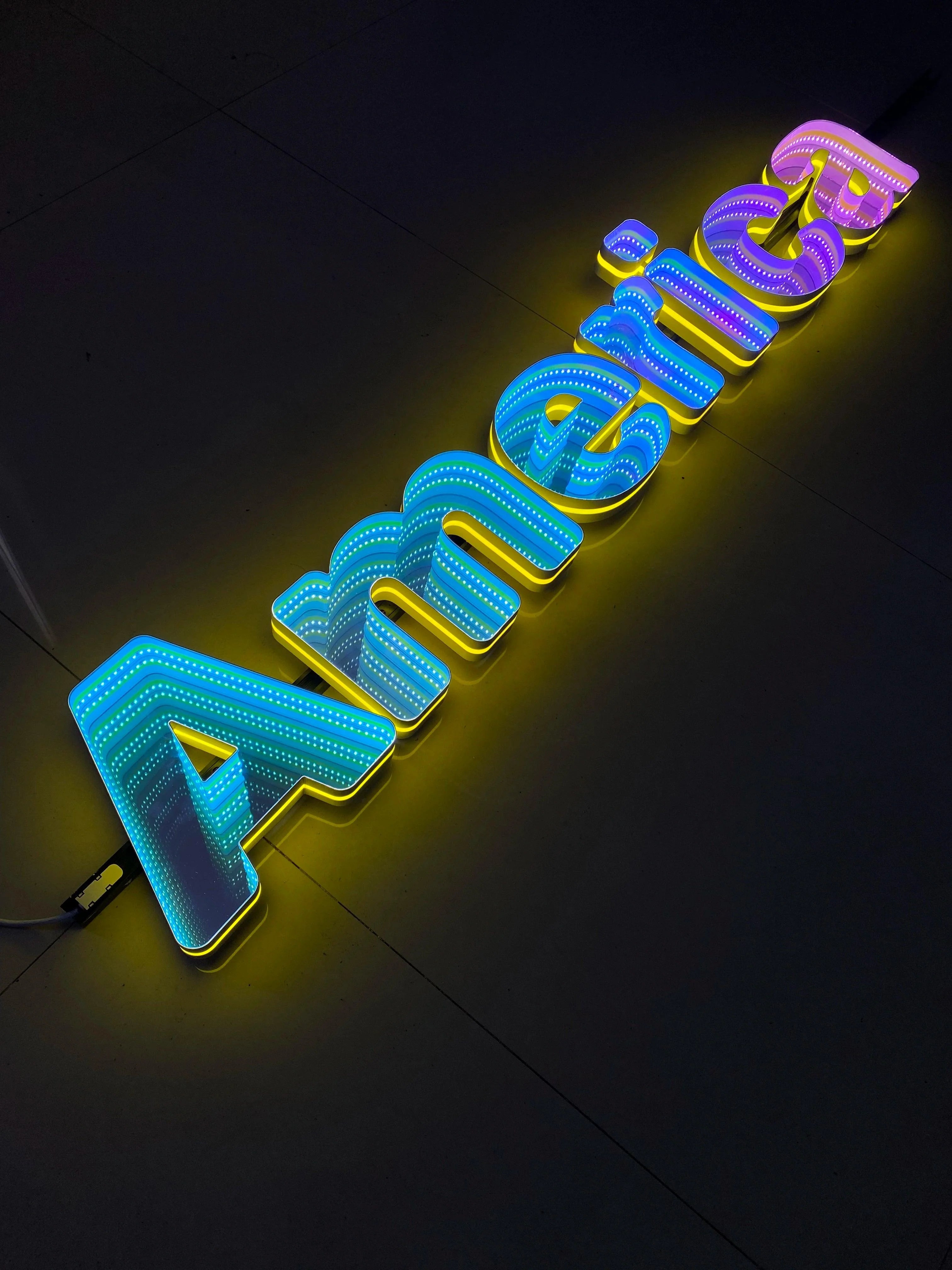 Stocked Infinity Mirror 3D Letter, Lowercase Letters Led Neon Sign, Perfect for Restaurant, Market, Bar, Hotel Decor