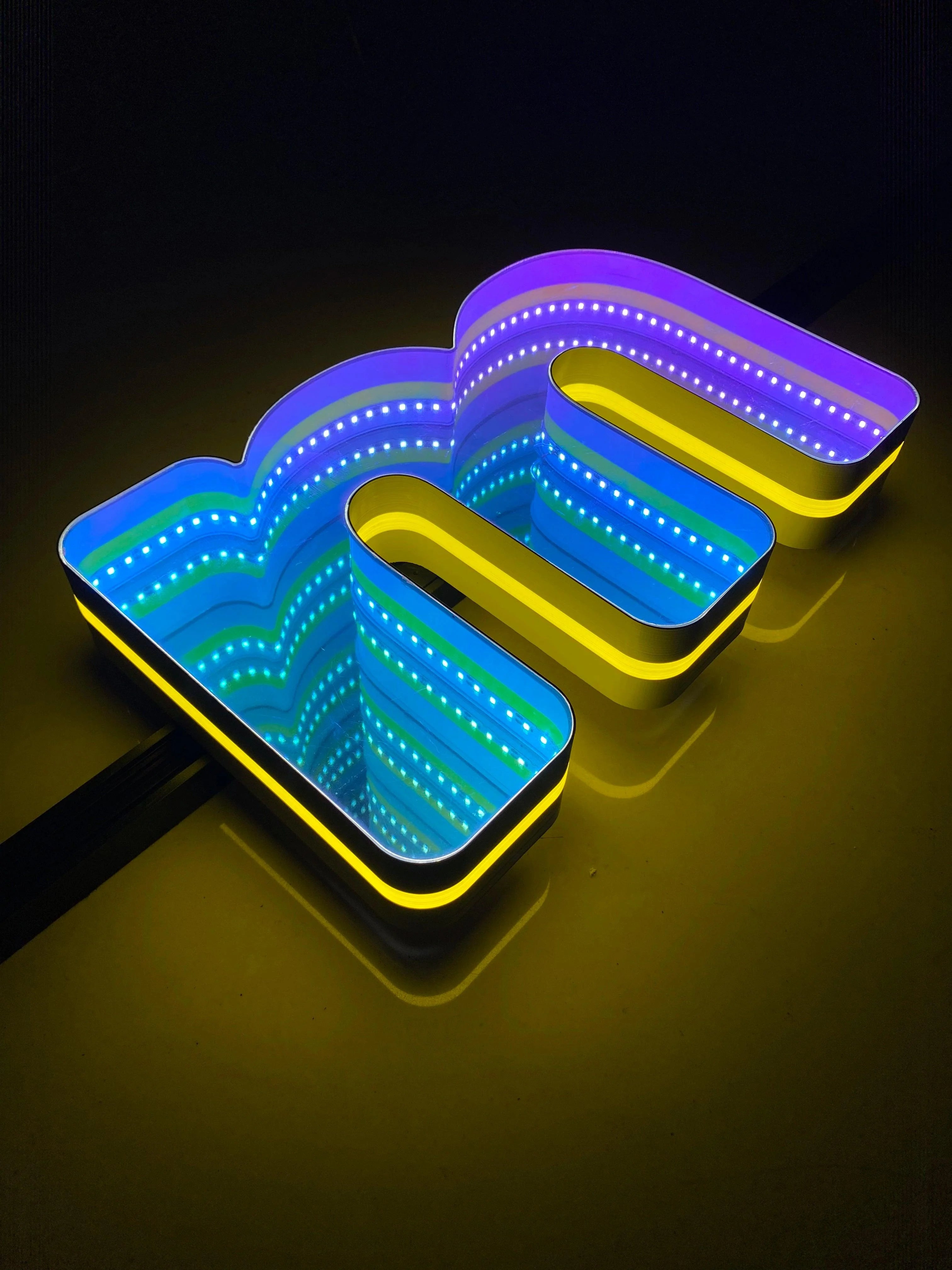 Stocked Infinity Mirror 3D Letter, Lowercase Letters Led Neon Sign, Perfect for Restaurant, Market, Bar, Hotel Decor