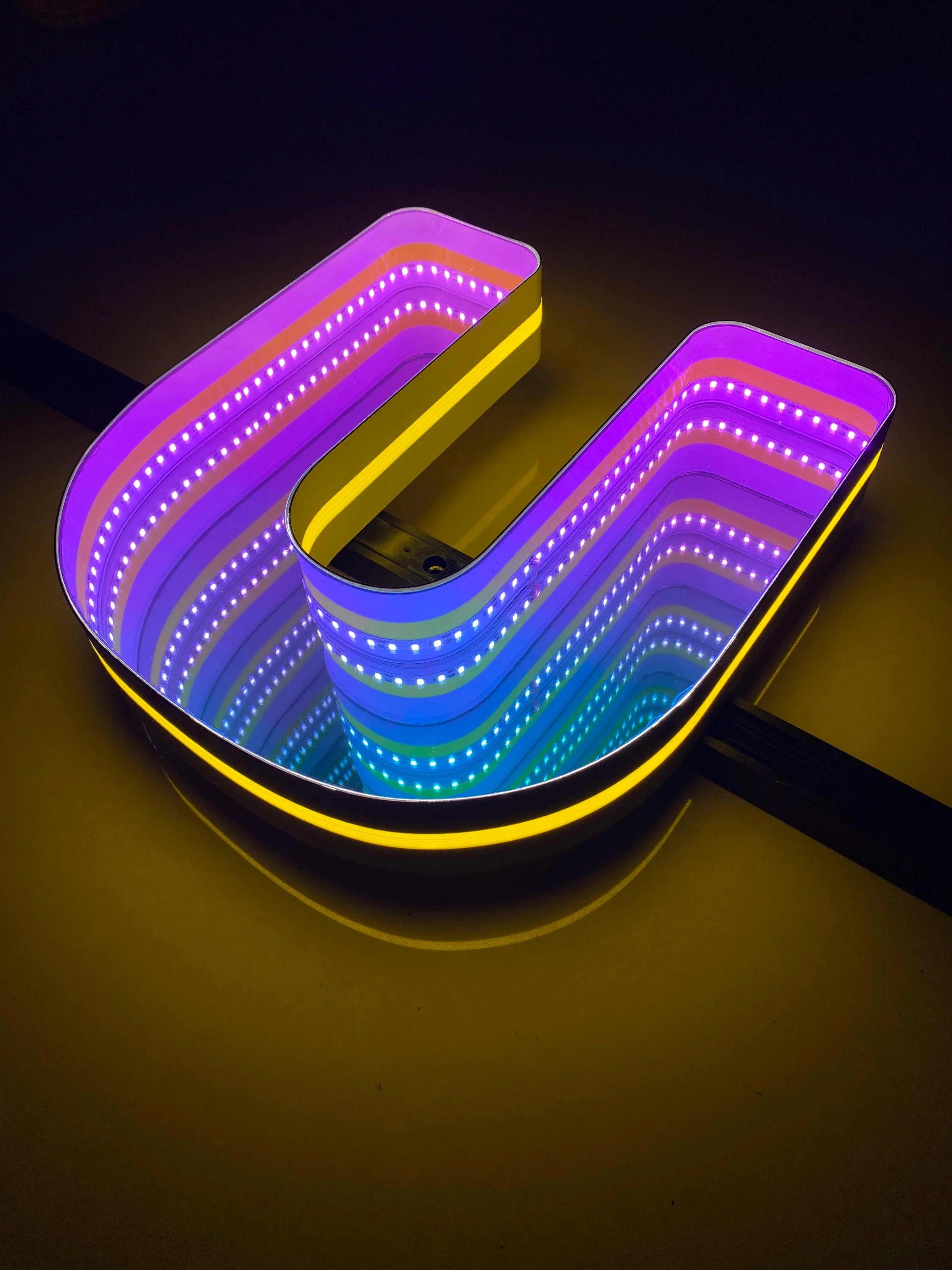 Stocked Infinity Mirror 3D Letters, Uppercase  letters, Perfect for Restaurant, Market, Bar, Hotel Decor