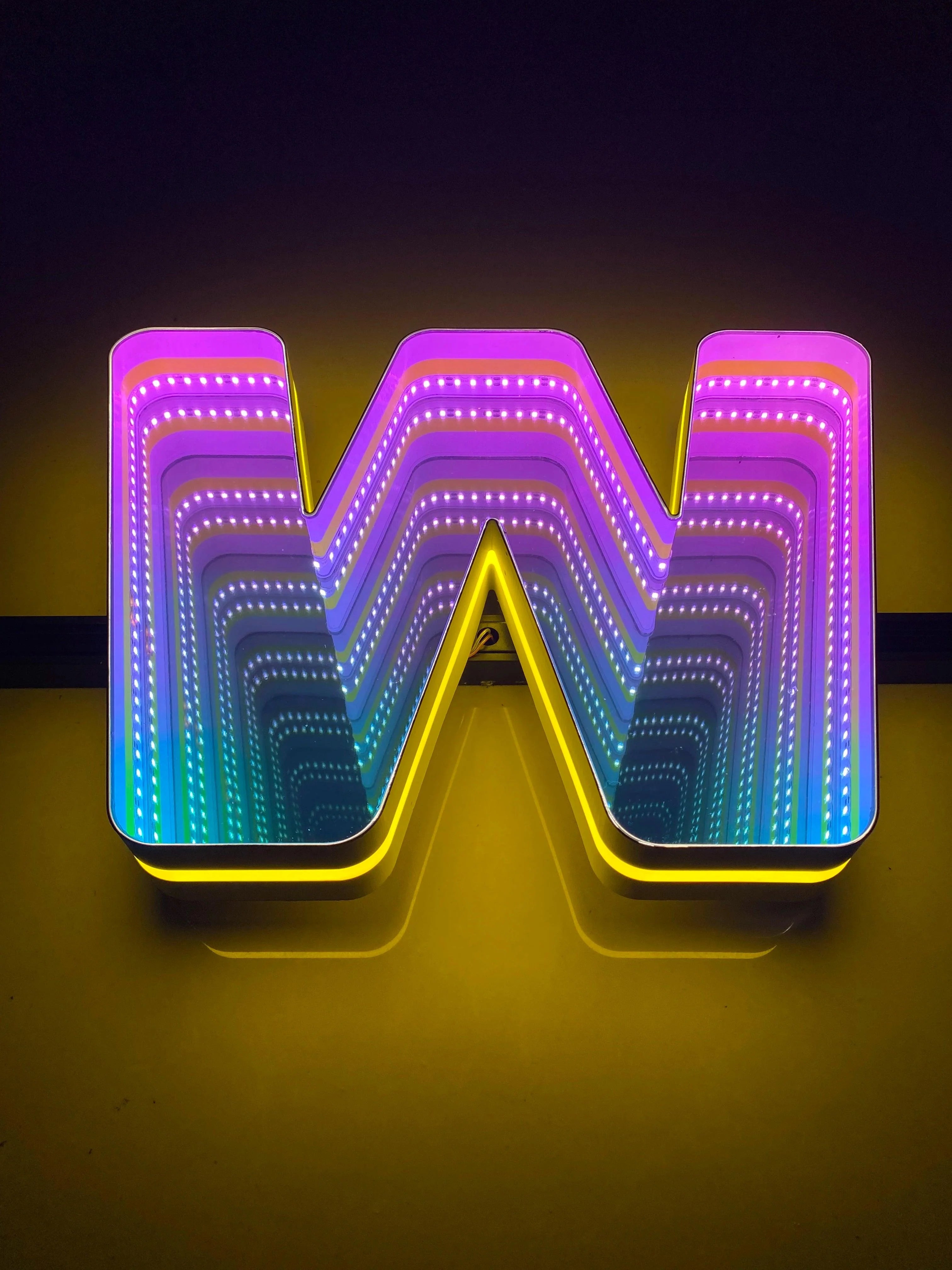 Stocked Infinity Mirror 3D Letters, Uppercase  letters, Perfect for Restaurant, Market, Bar, Hotel Decor