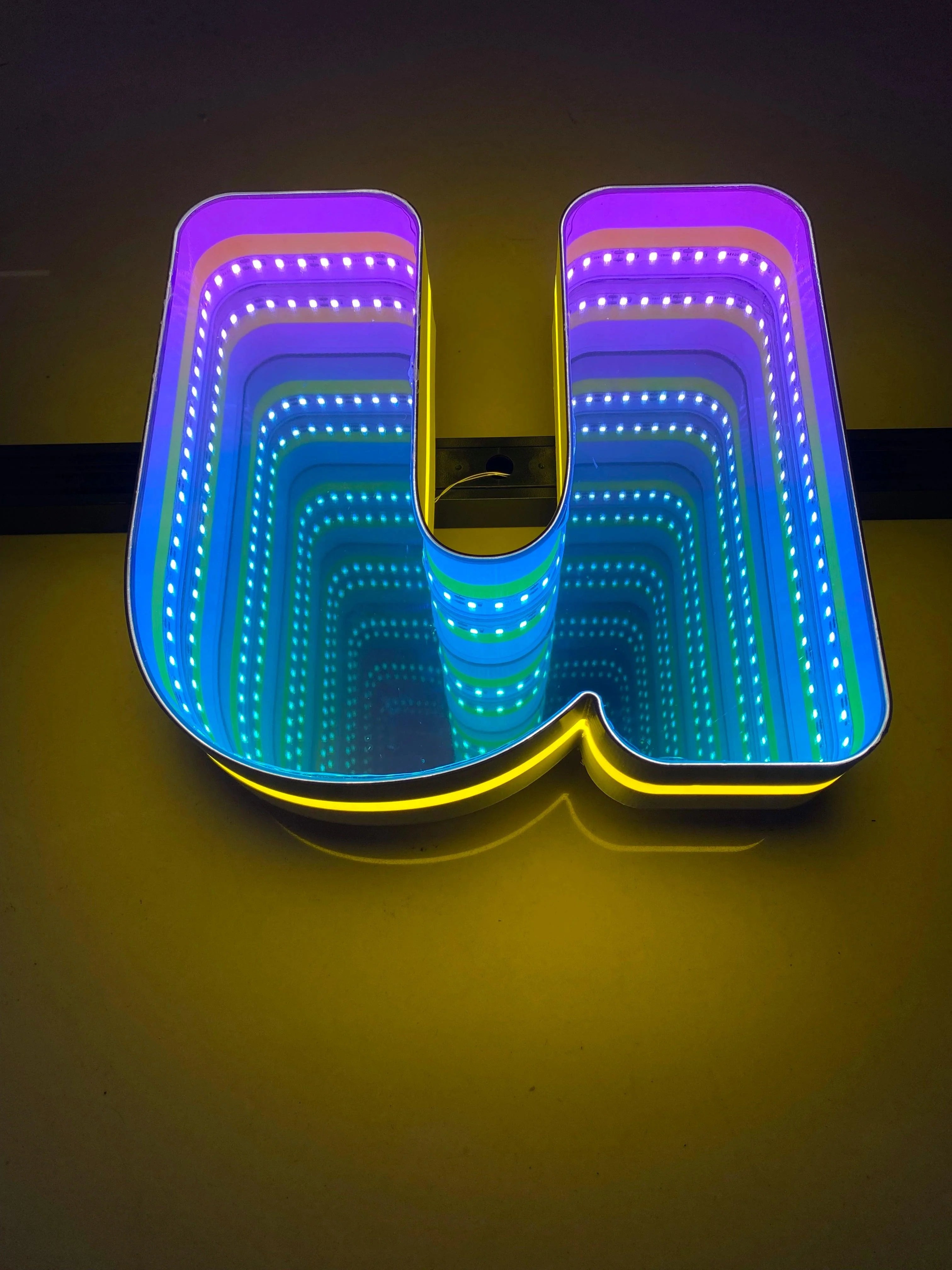 Stocked Infinity Mirror 3D Letter, Lowercase Letters Led Neon Sign, Perfect for Restaurant, Market, Bar, Hotel Decor