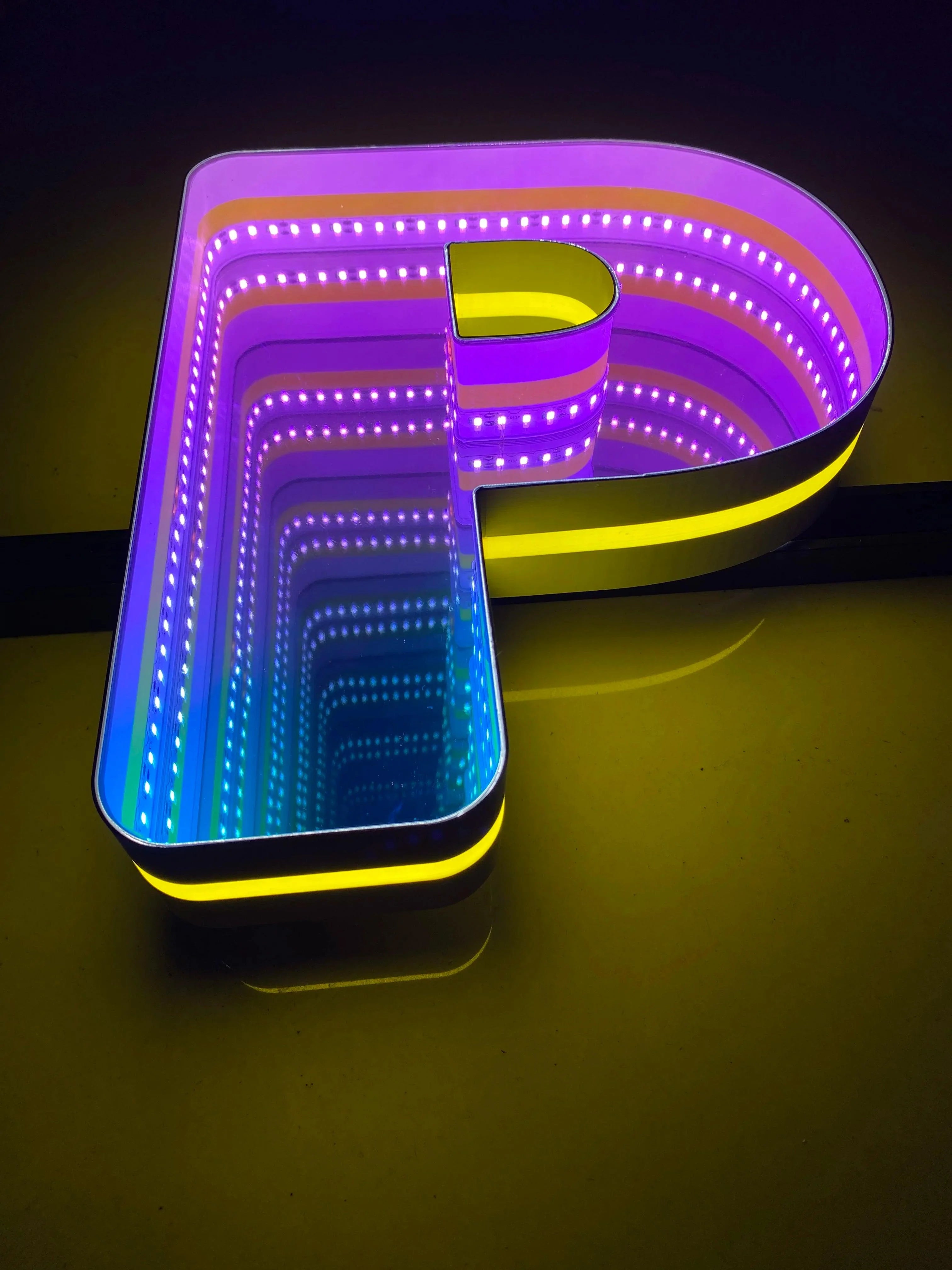 Stocked Infinity Mirror 3D Letters, Uppercase  letters, Perfect for Restaurant, Market, Bar, Hotel Decor