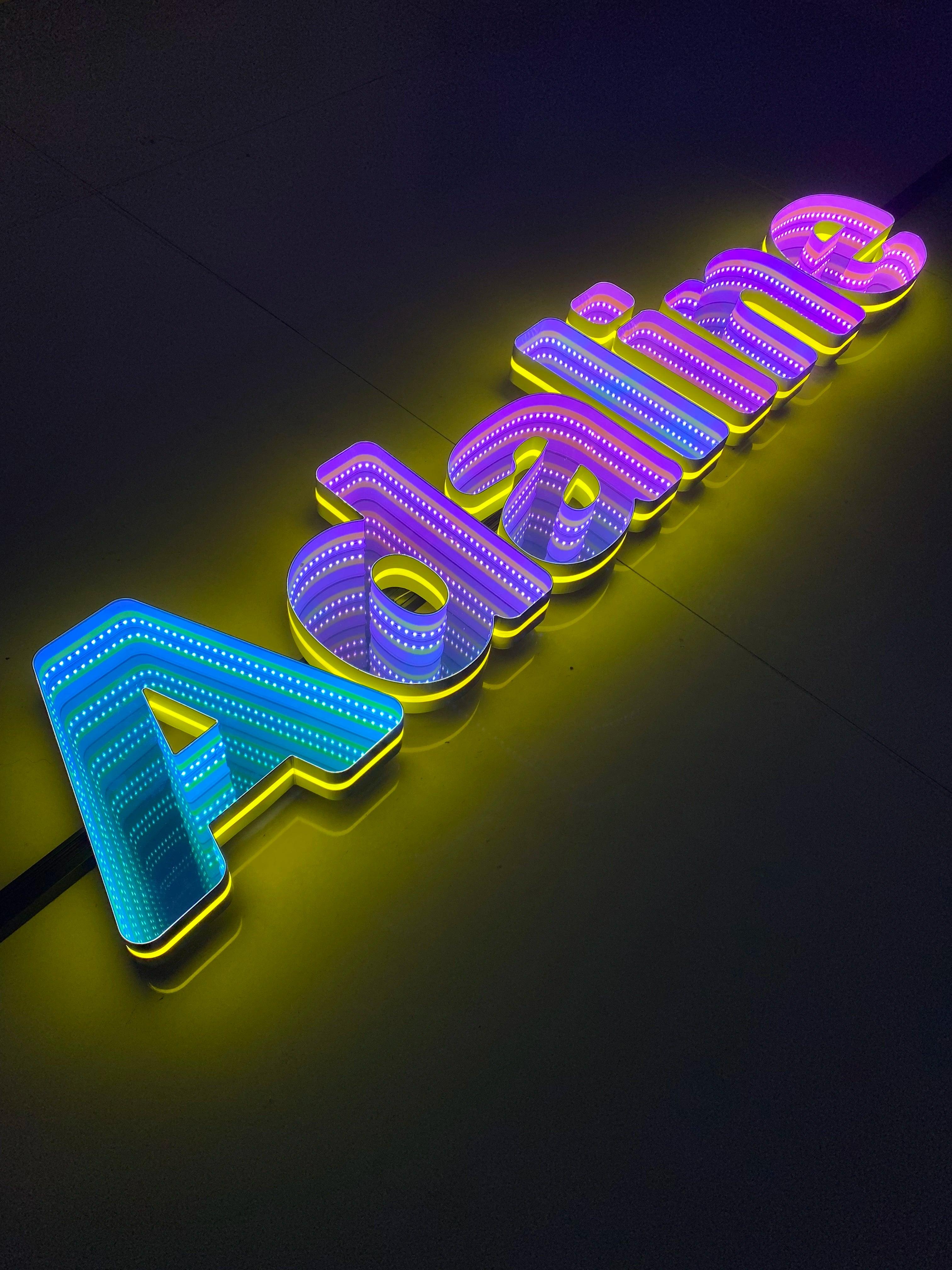 Stocked Infinity Mirror 3D Letter, Lowercase Letters Led Neon Sign, Perfect for Restaurant, Market, Bar, Hotel Decor