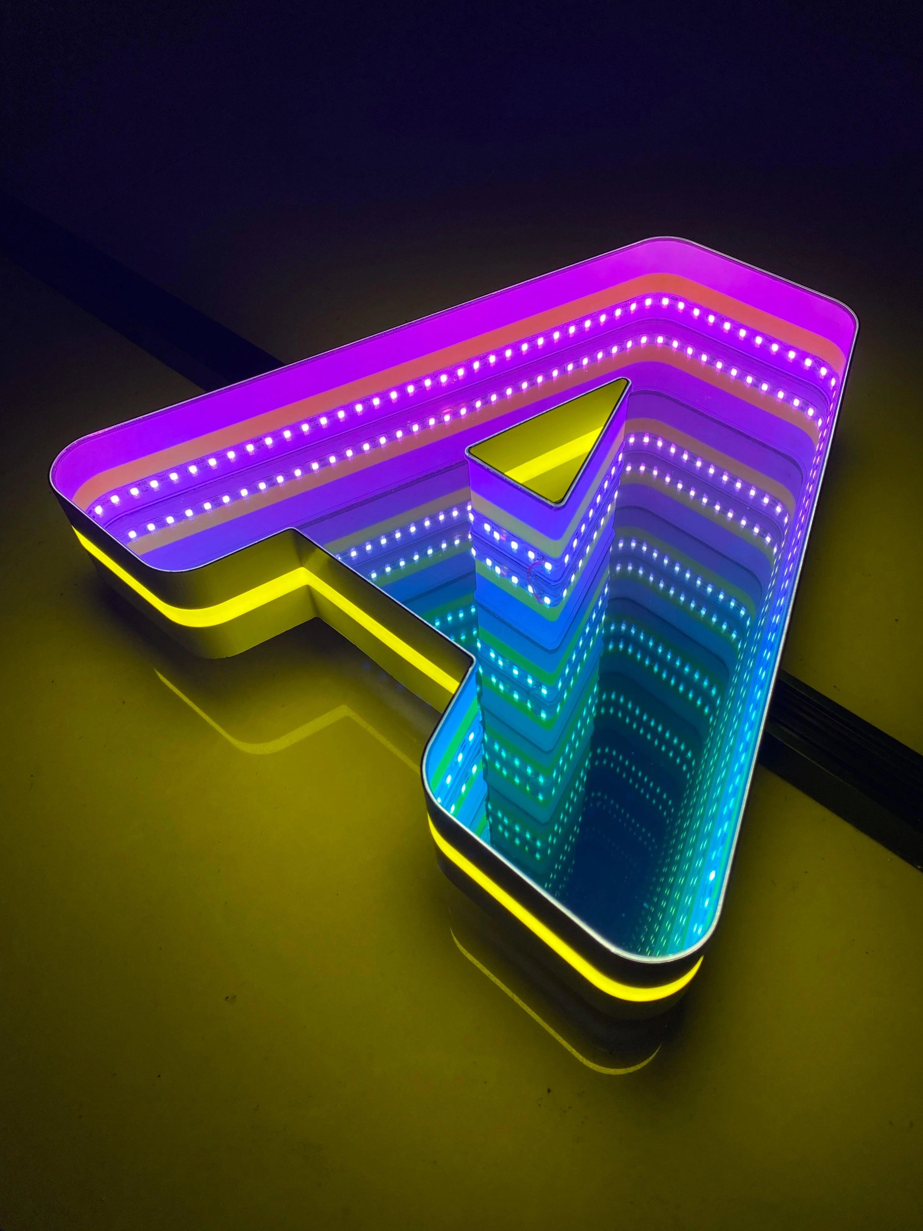 Stocked Infinity Mirror 3D Letters, Uppercase  letters, Perfect for Restaurant, Market, Bar, Hotel Decor