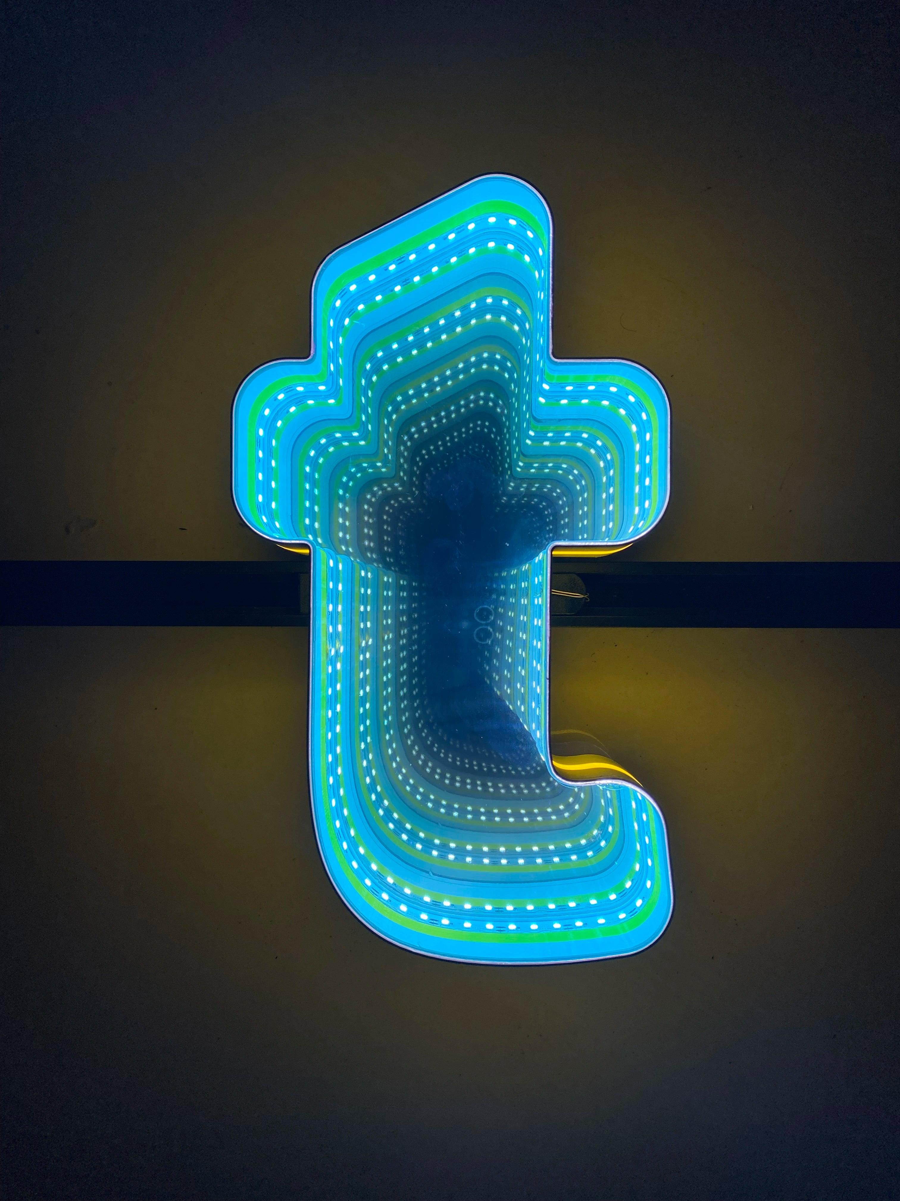 Stocked Infinity Mirror 3D Letter, Lowercase Letters Led Neon Sign, Perfect for Restaurant, Market, Bar, Hotel Decor