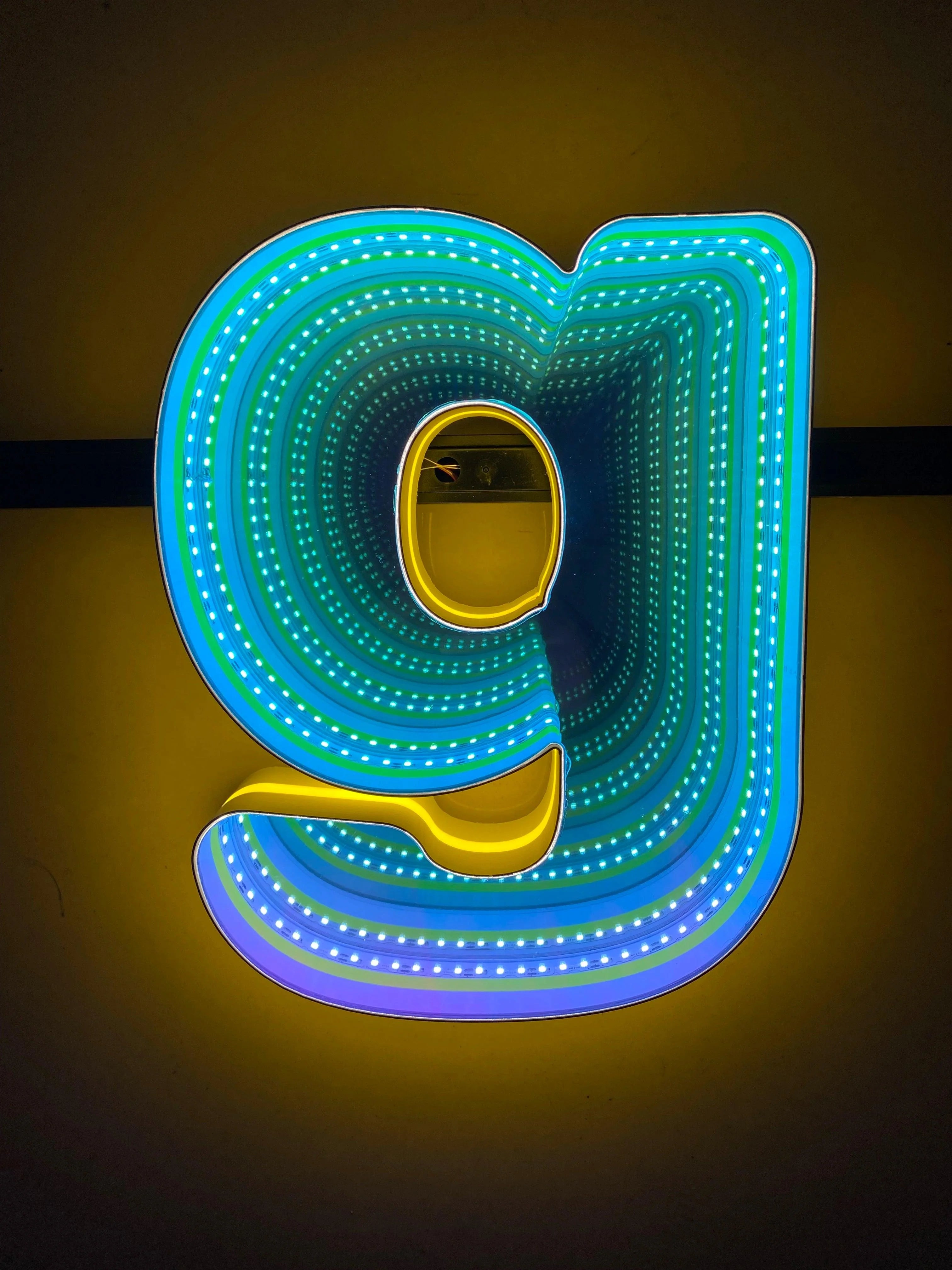 Stocked Infinity Mirror 3D Letter, Lowercase Letters Led Neon Sign, Perfect for Restaurant, Market, Bar, Hotel Decor