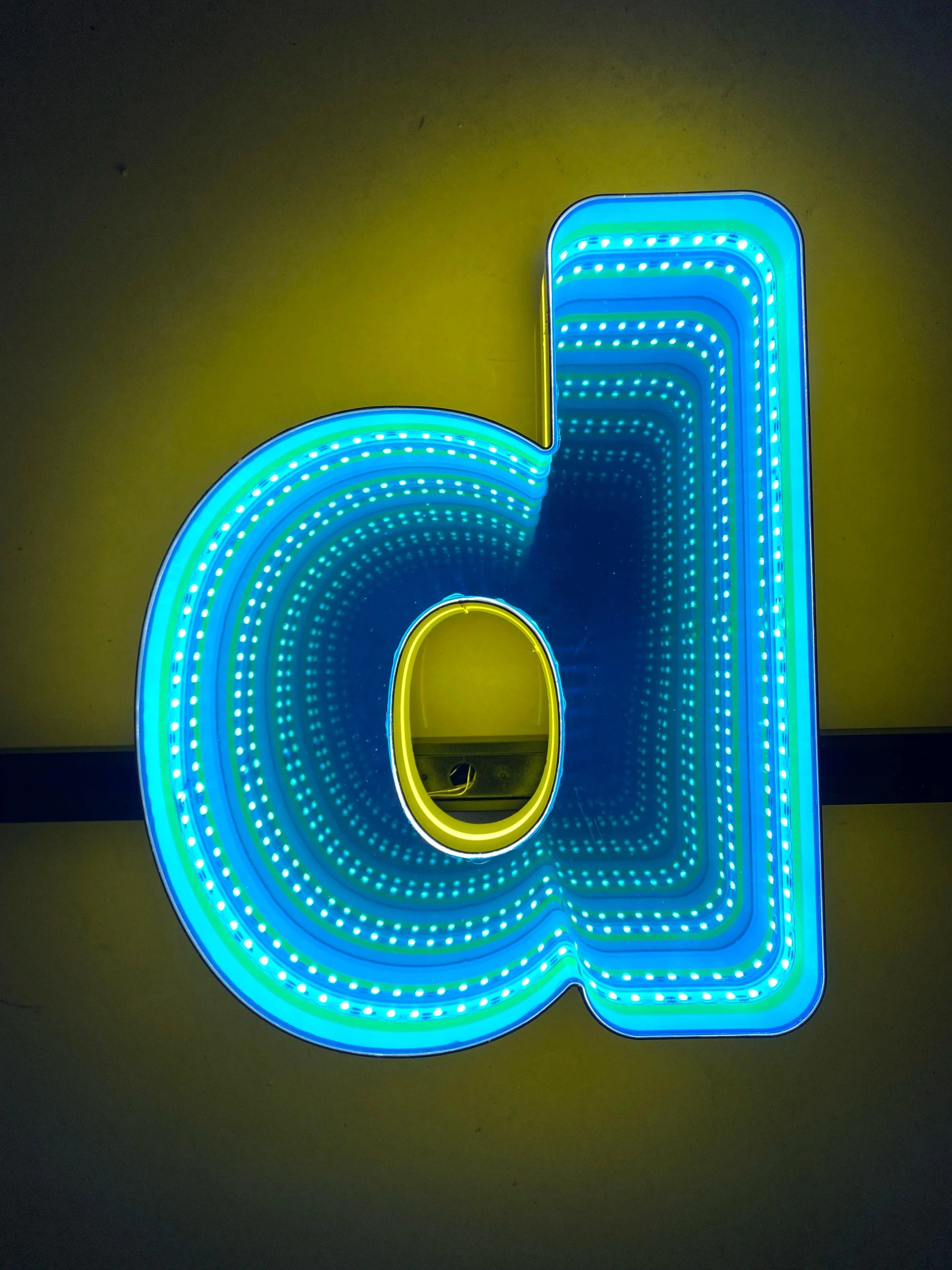 Stocked Infinity Mirror 3D Letter, Lowercase Letters Led Neon Sign, Perfect for Restaurant, Market, Bar, Hotel Decor
