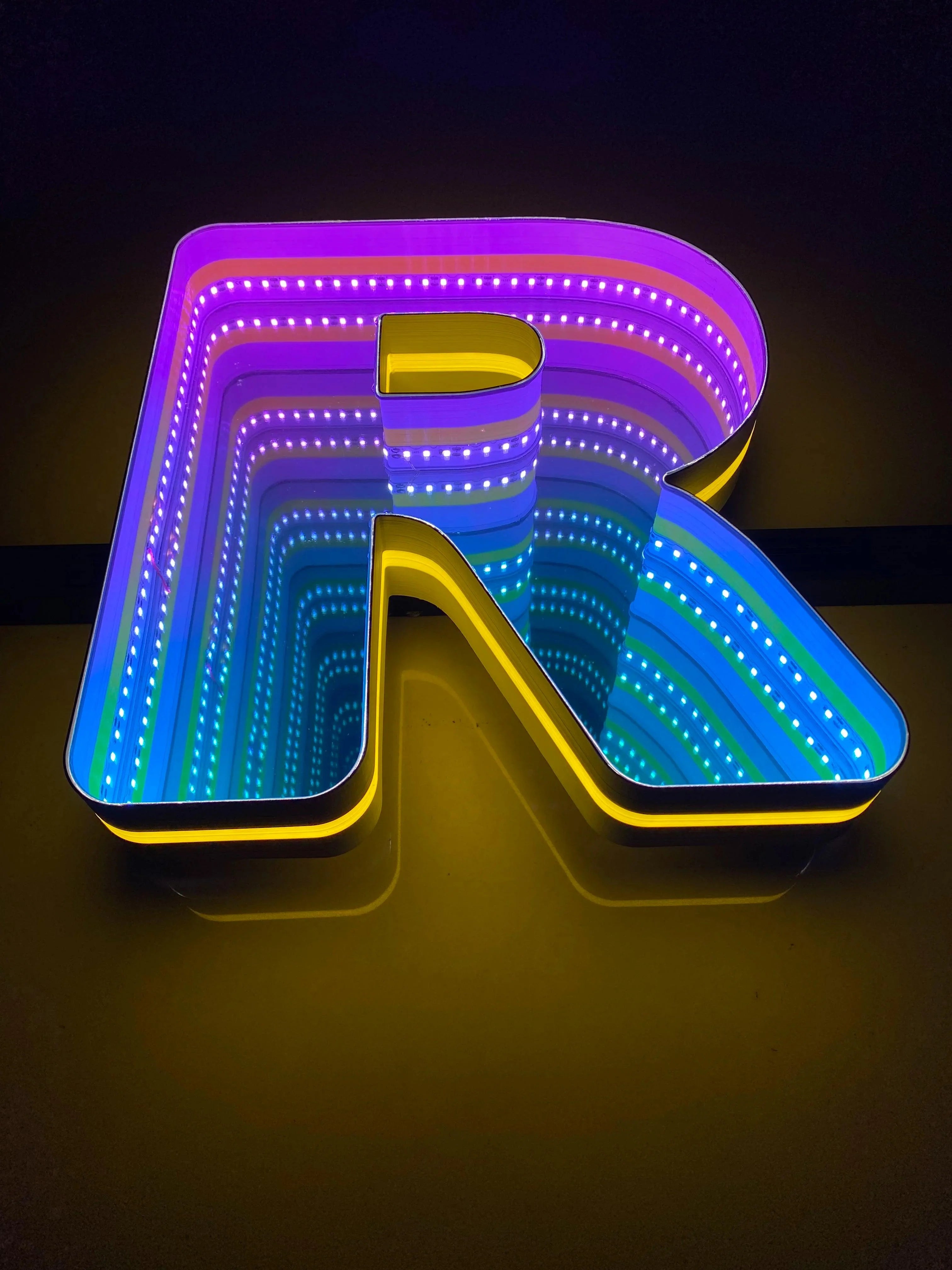 Stocked Infinity Mirror 3D Letters, Uppercase  letters, Perfect for Restaurant, Market, Bar, Hotel Decor