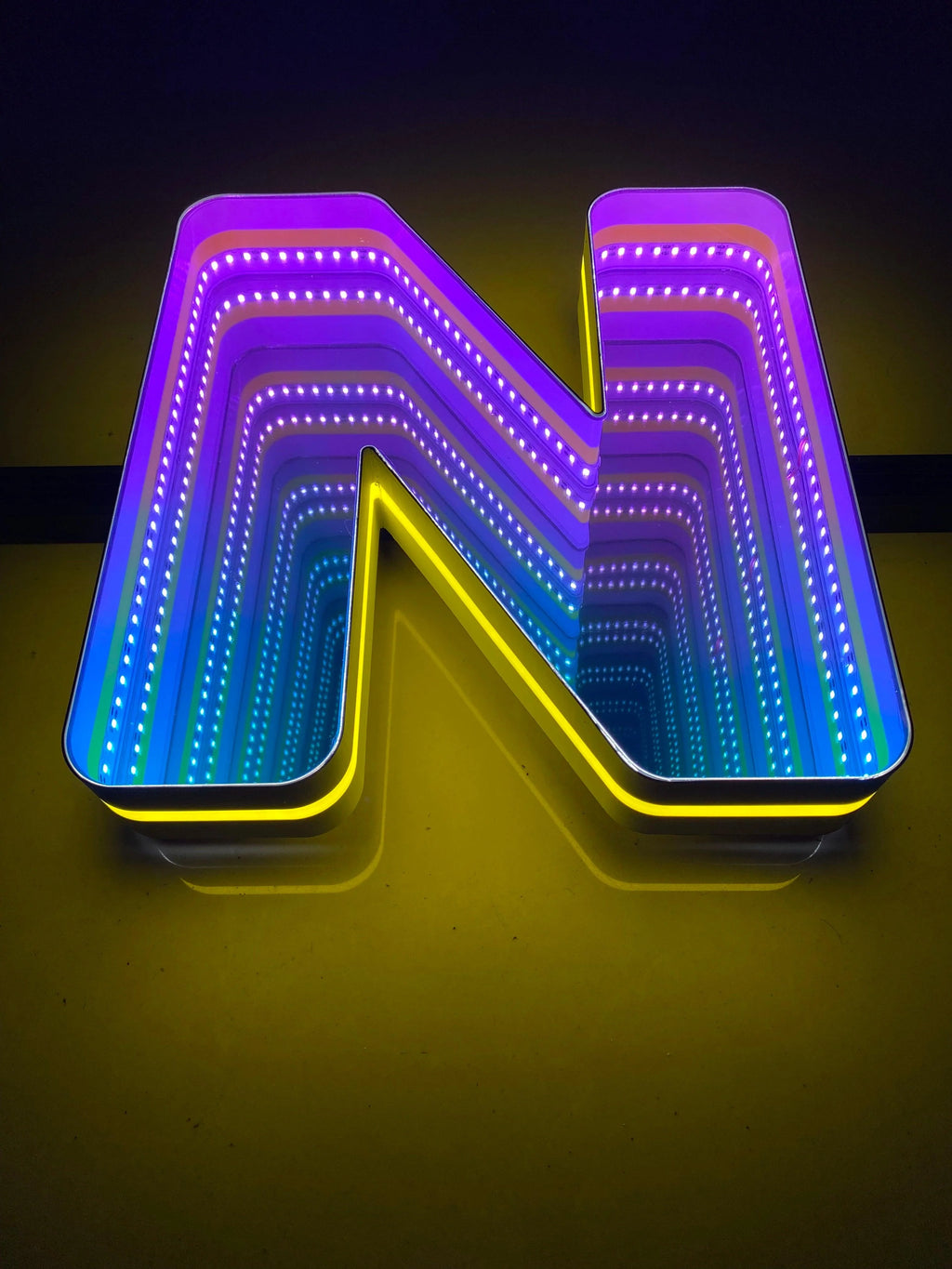 Stocked Infinity Mirror 3D Letters, Uppercase  letters, Perfect for Restaurant, Market, Bar, Hotel Decor