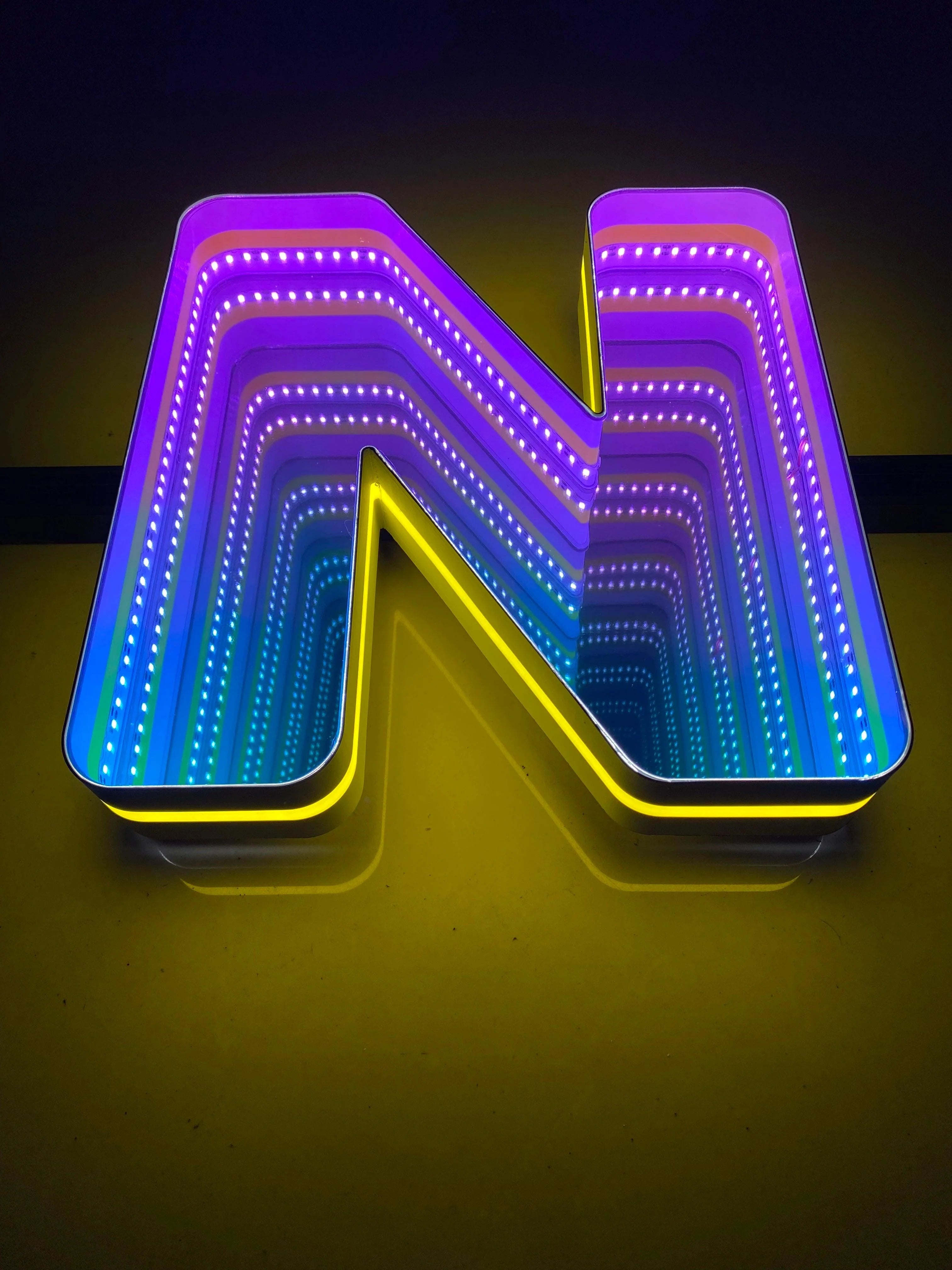 Stocked Infinity Mirror 3D Letters, Uppercase  letters, Perfect for Restaurant, Market, Bar, Hotel Decor