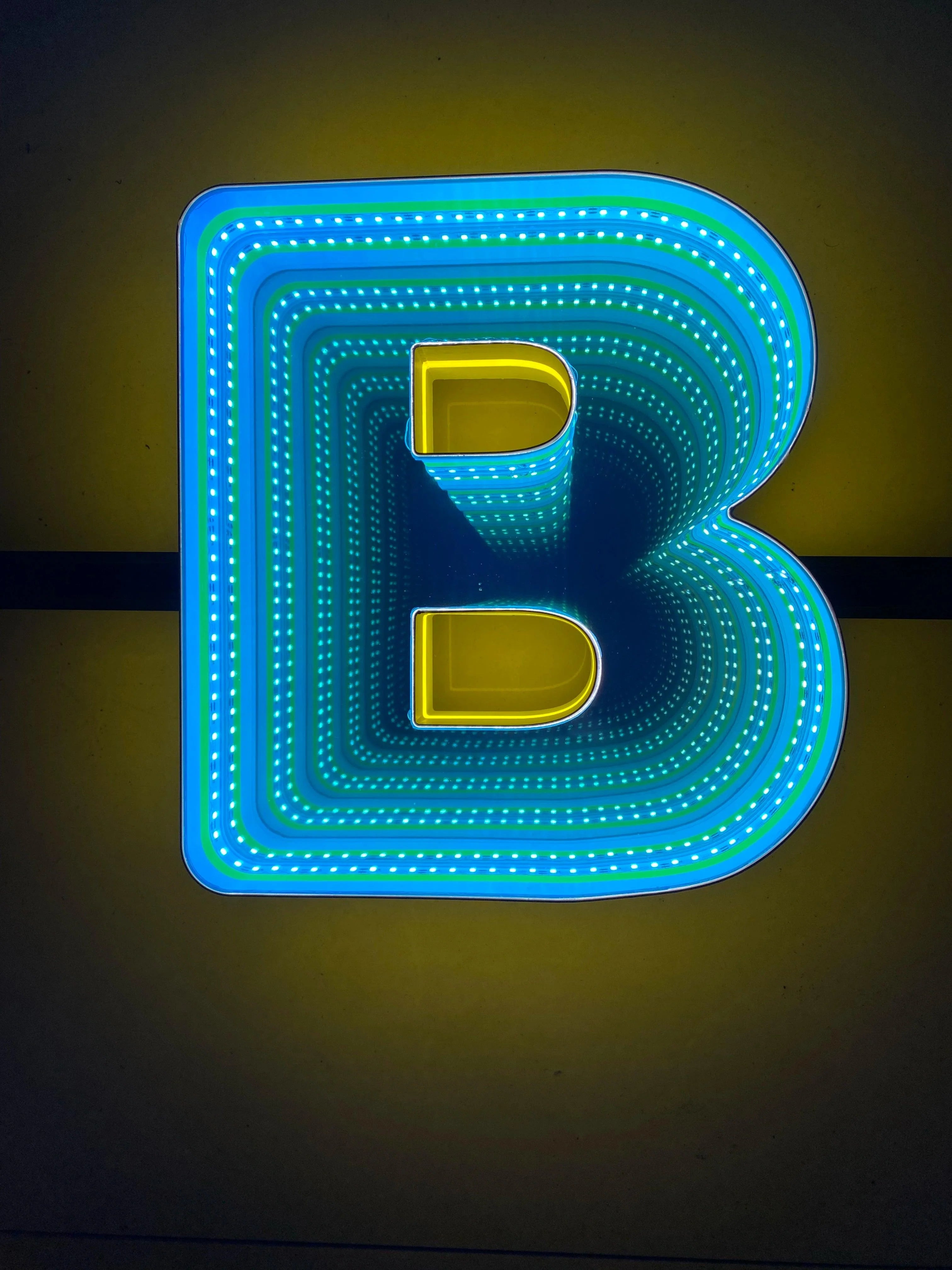 Stocked Infinity Mirror 3D Letters, Uppercase  letters, Perfect for Restaurant, Market, Bar, Hotel Decor