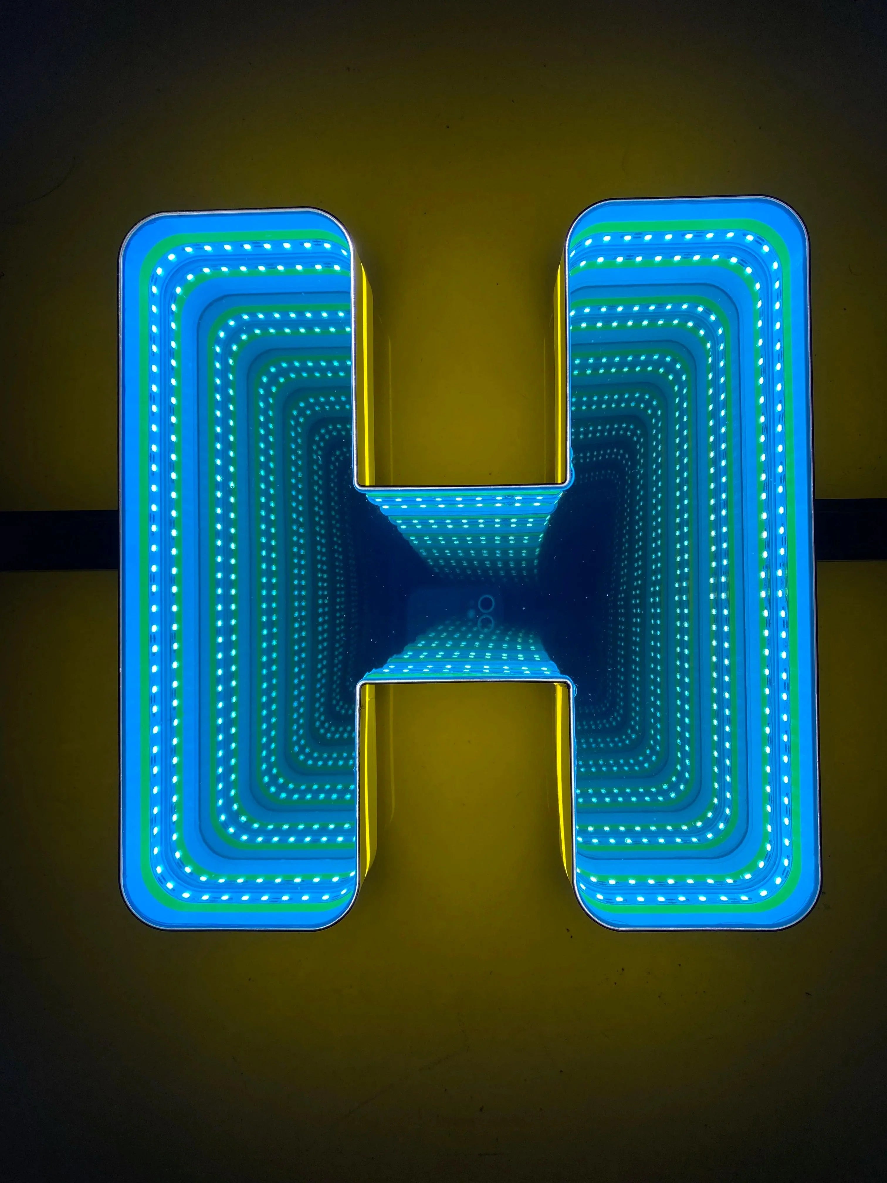 Stocked Infinity Mirror 3D Letters, Uppercase  letters, Perfect for Restaurant, Market, Bar, Hotel Decor