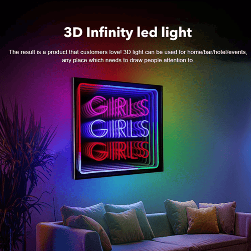"Girls Girls Girls" Neon LED Infinity