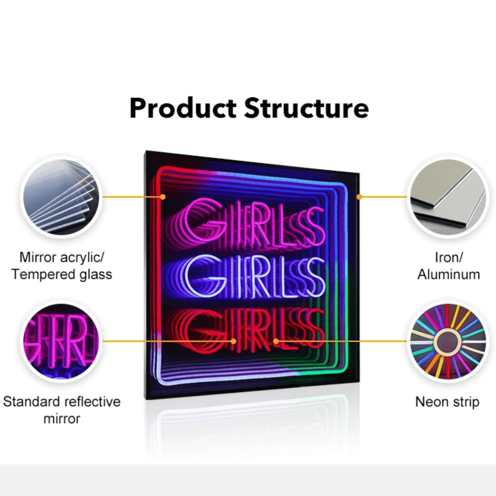 "Girls Girls Girls" Neon LED Infinity