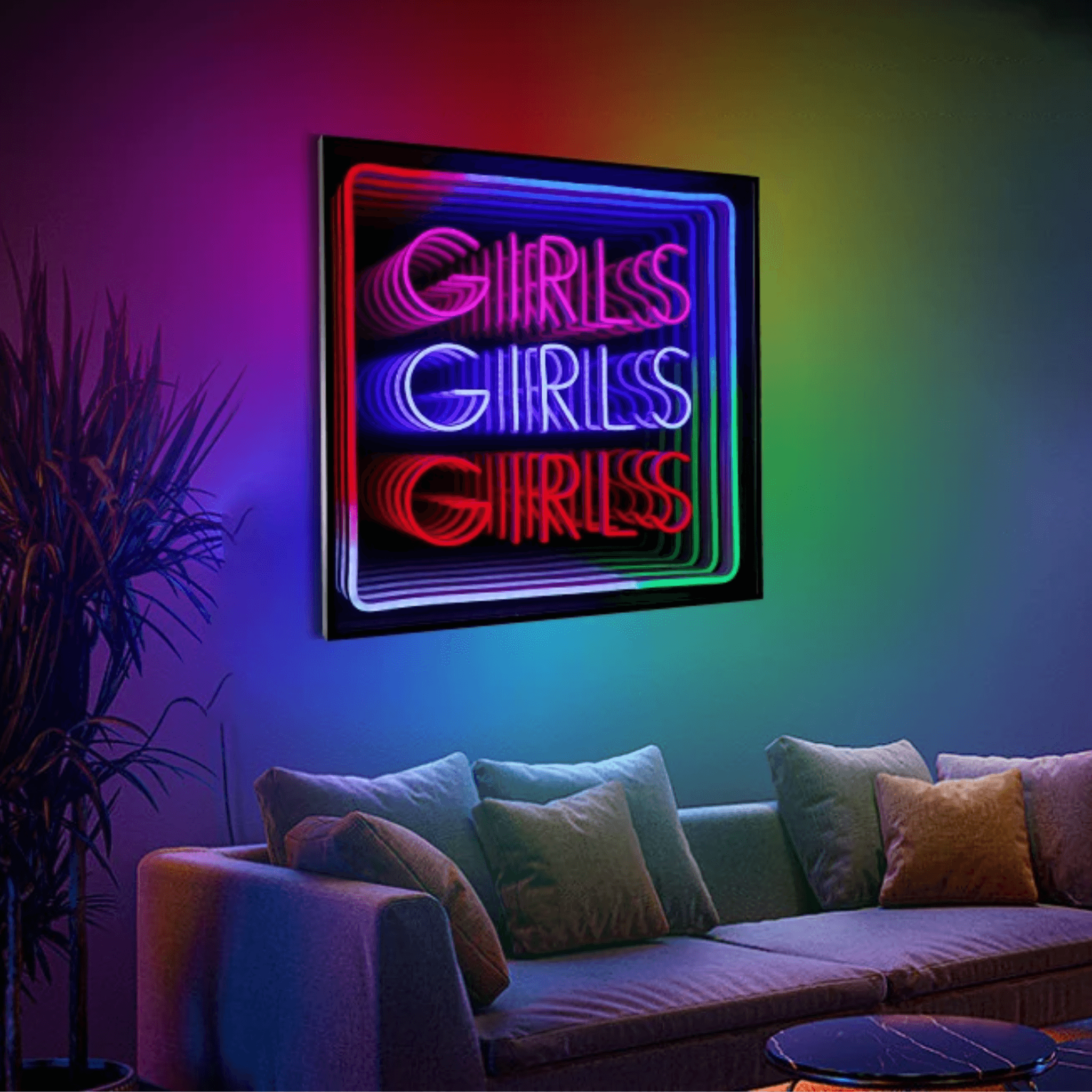 "Girls Girls Girls" Neon LED Infinity