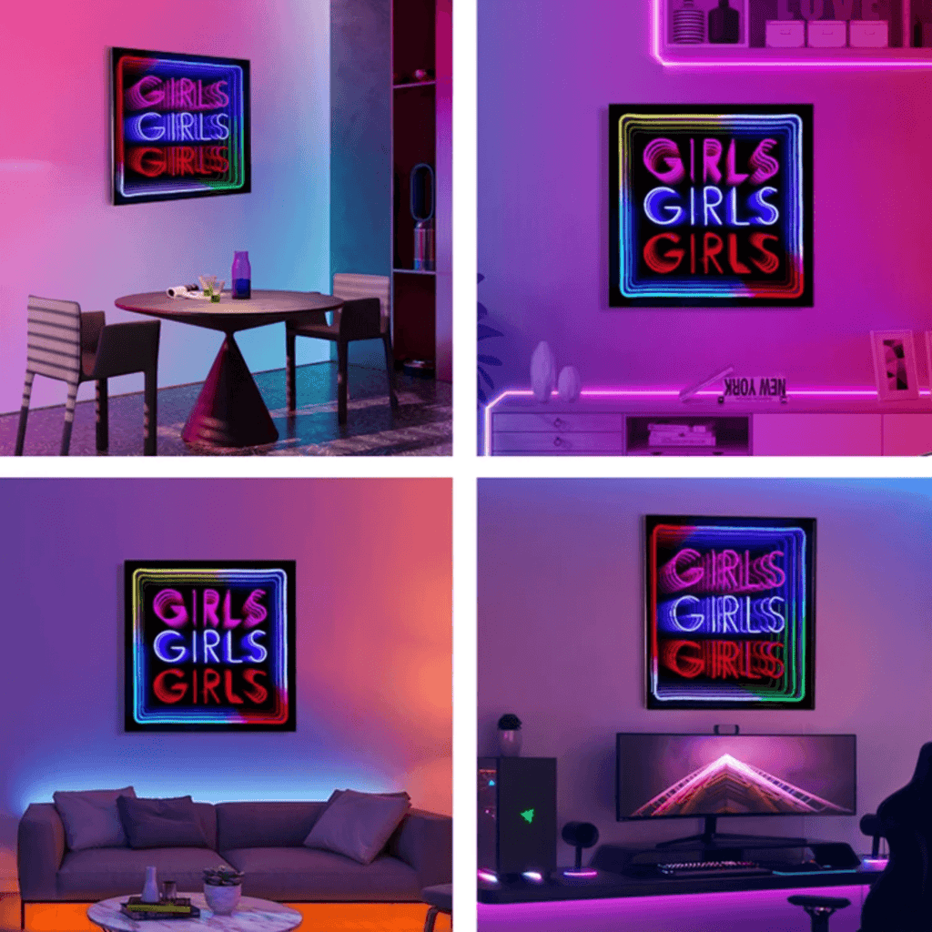 "Girls Girls Girls" Neon LED Infinity
