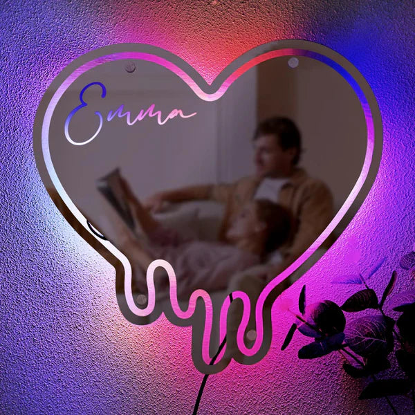 Personalized Name Mirror Light Melting Heart...