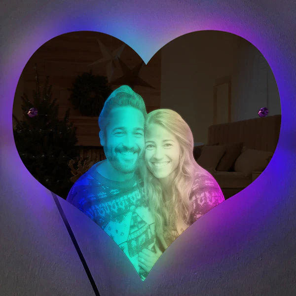Personalized Heart Shaped Photo Led Mirror neon sign