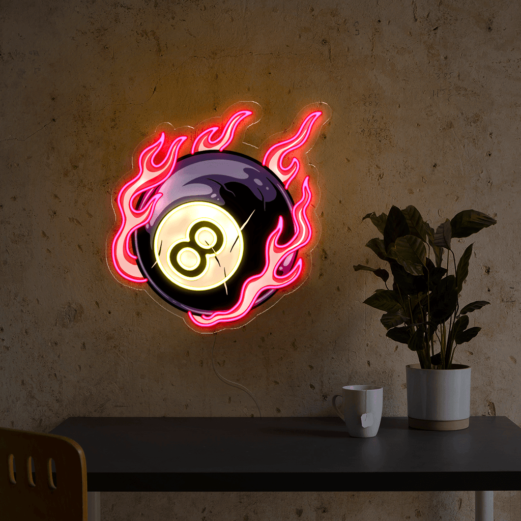Billiards Ball Fire Artwork Led Neon Sign